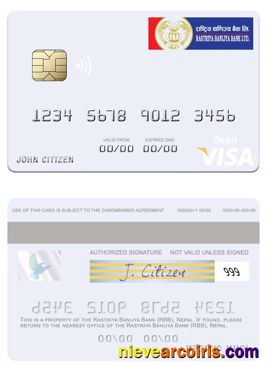 Nepal Rastriya Banijya Bank (RBB) visa debit card